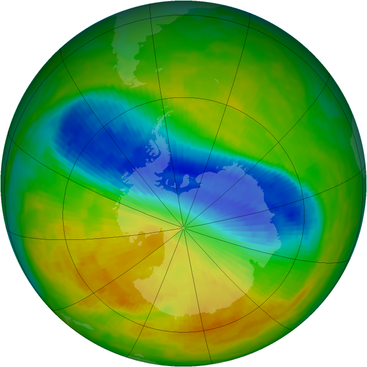 Antarctic ozone map for 16 November 1991